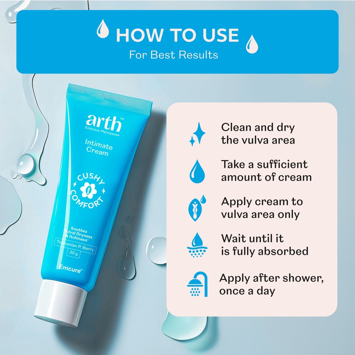 Arth Intimate Cream | Hydrates Intimate Area & Balances pH Levels | Australian Tea Tree