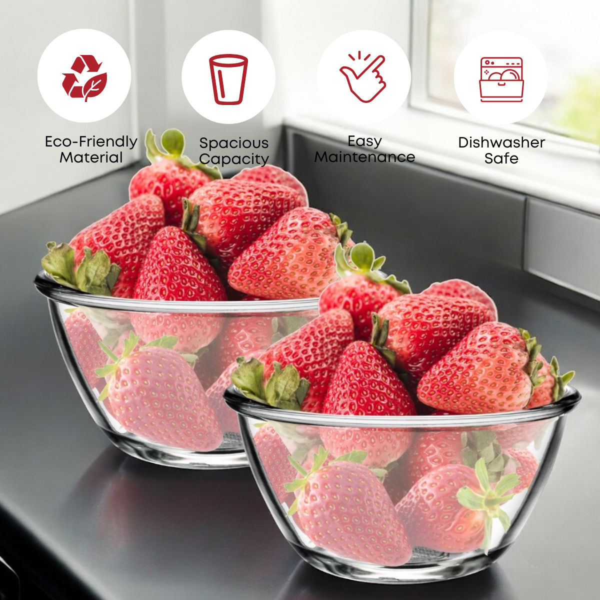 Yera Lumino Glass Serving Bowl Set - 6 pcs 170 ml (Each)