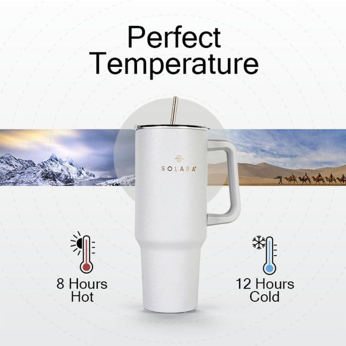 Solara 1.2 Liter Insulated Elixir Tumbler With Lid And Straw For Travel, Office, Home - Frosty