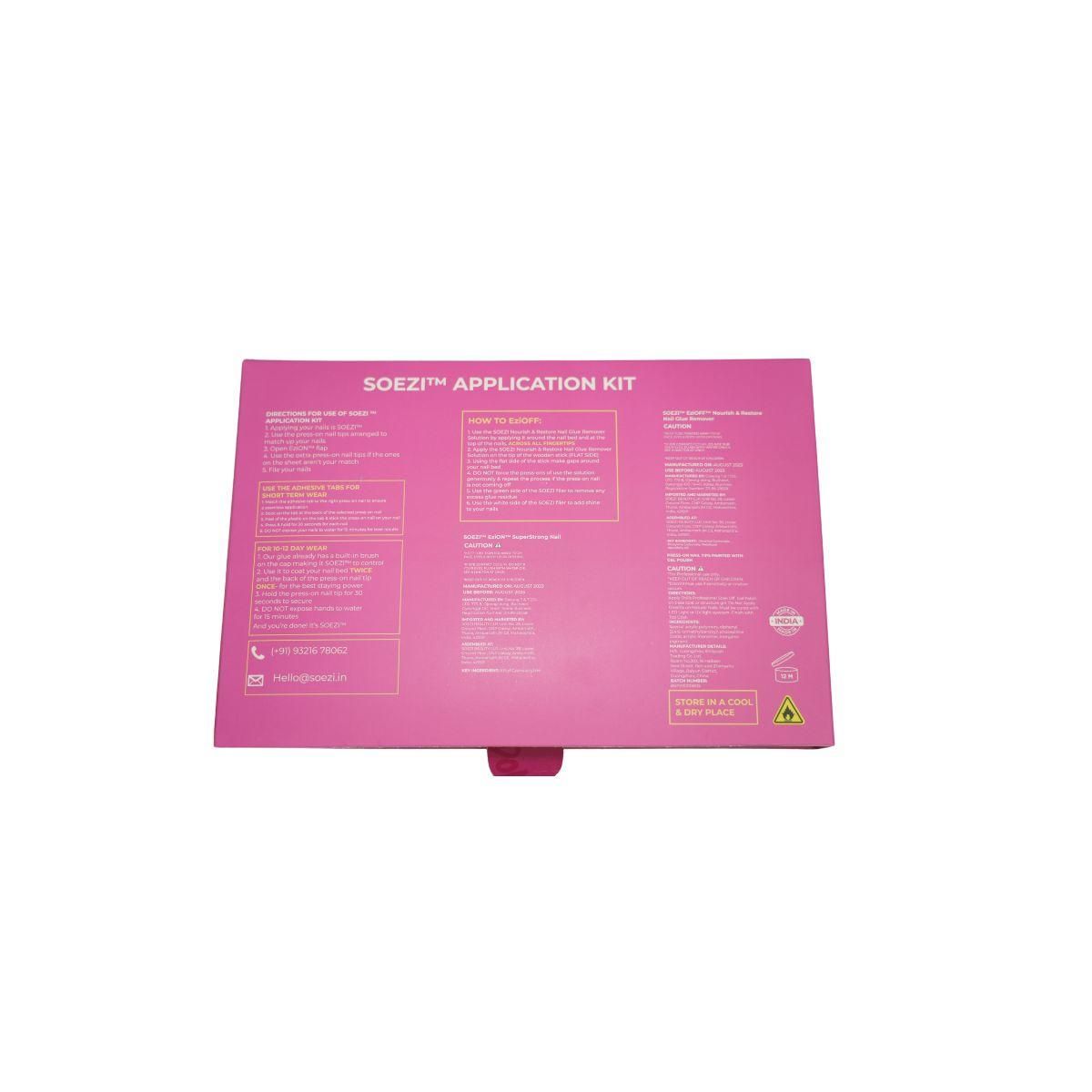 Toezi By Soezi Press On Nails- Shimmy Time - 24 Reusable Nails - Application Kit - Medium Square