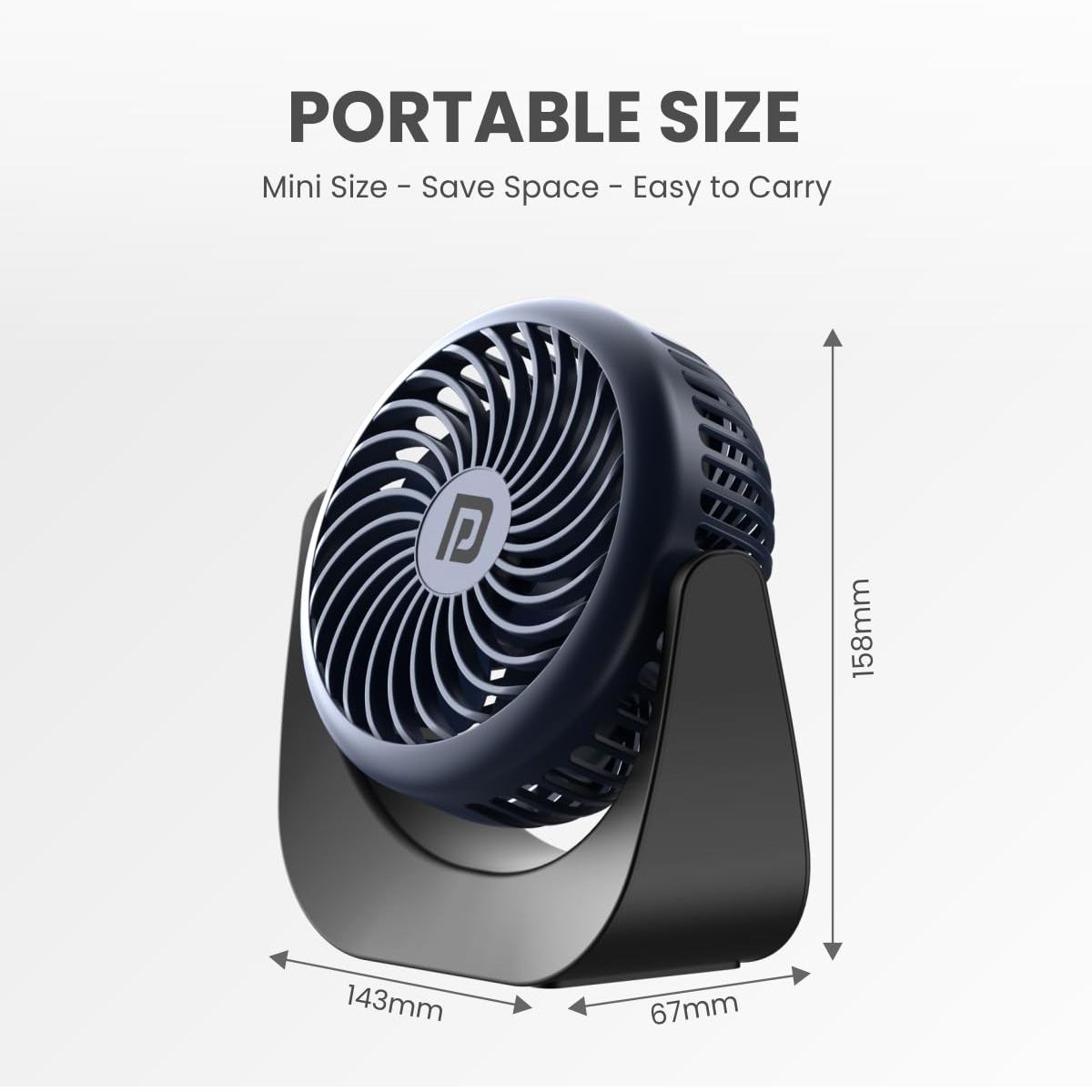 Portronics Portable Rechargeable USB Portable Fan | 360 Degree Rotatable|200MaH| Blue
