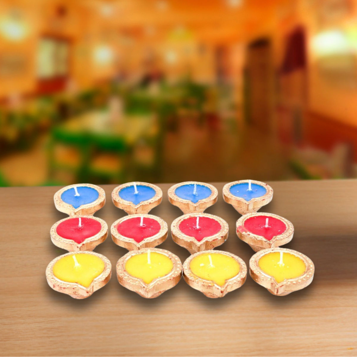 Walton Rangoli-Inspired Earthen Diyas Set | Assorted Colors