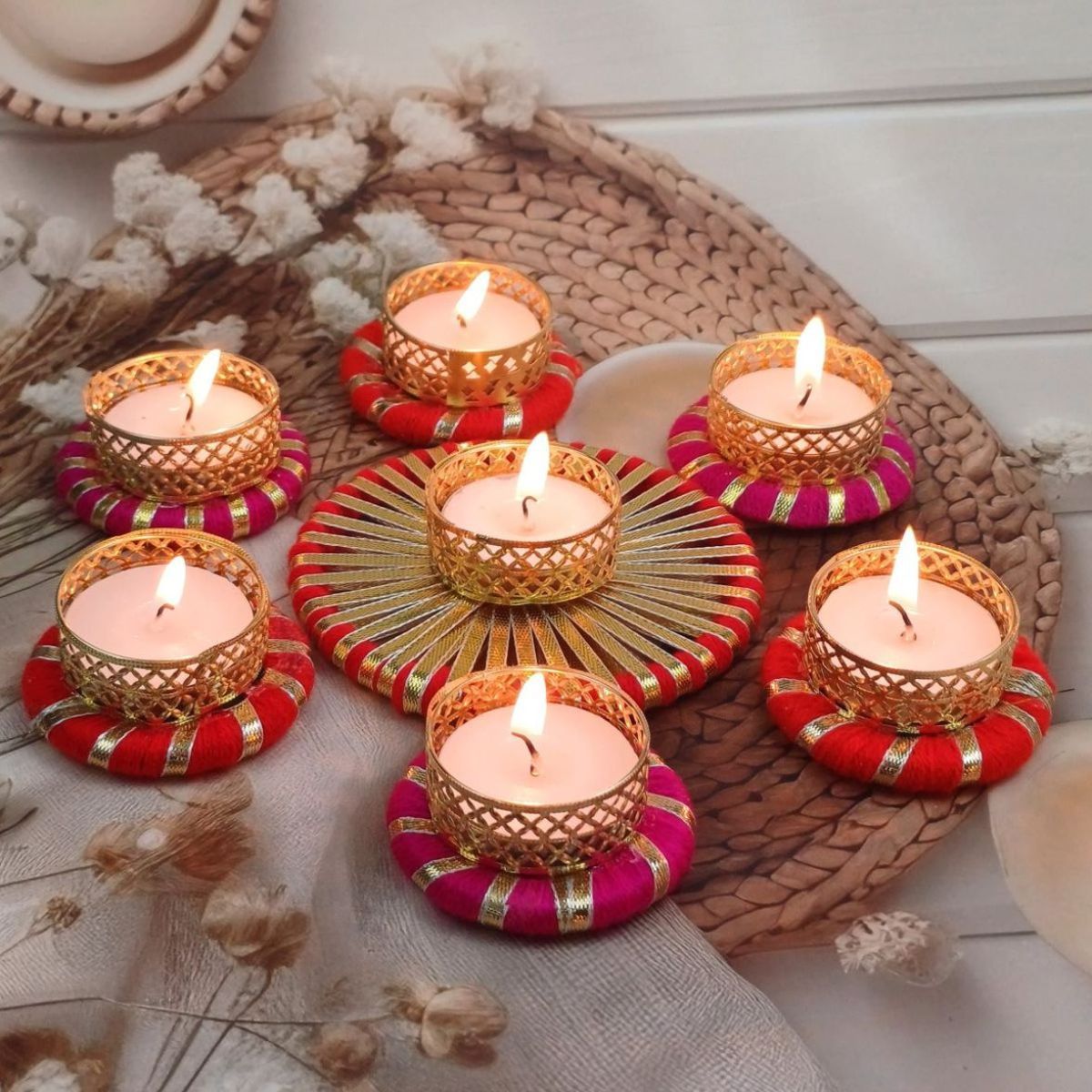 Gullak Multicolour Mother's Day Gifting T-Light Holders