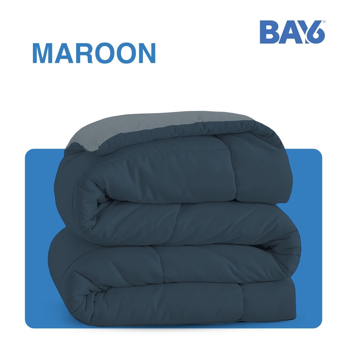BAY6 Microfibre Solid Colour Double Bed Comforter | 2.10 x 2.20 m - Blue