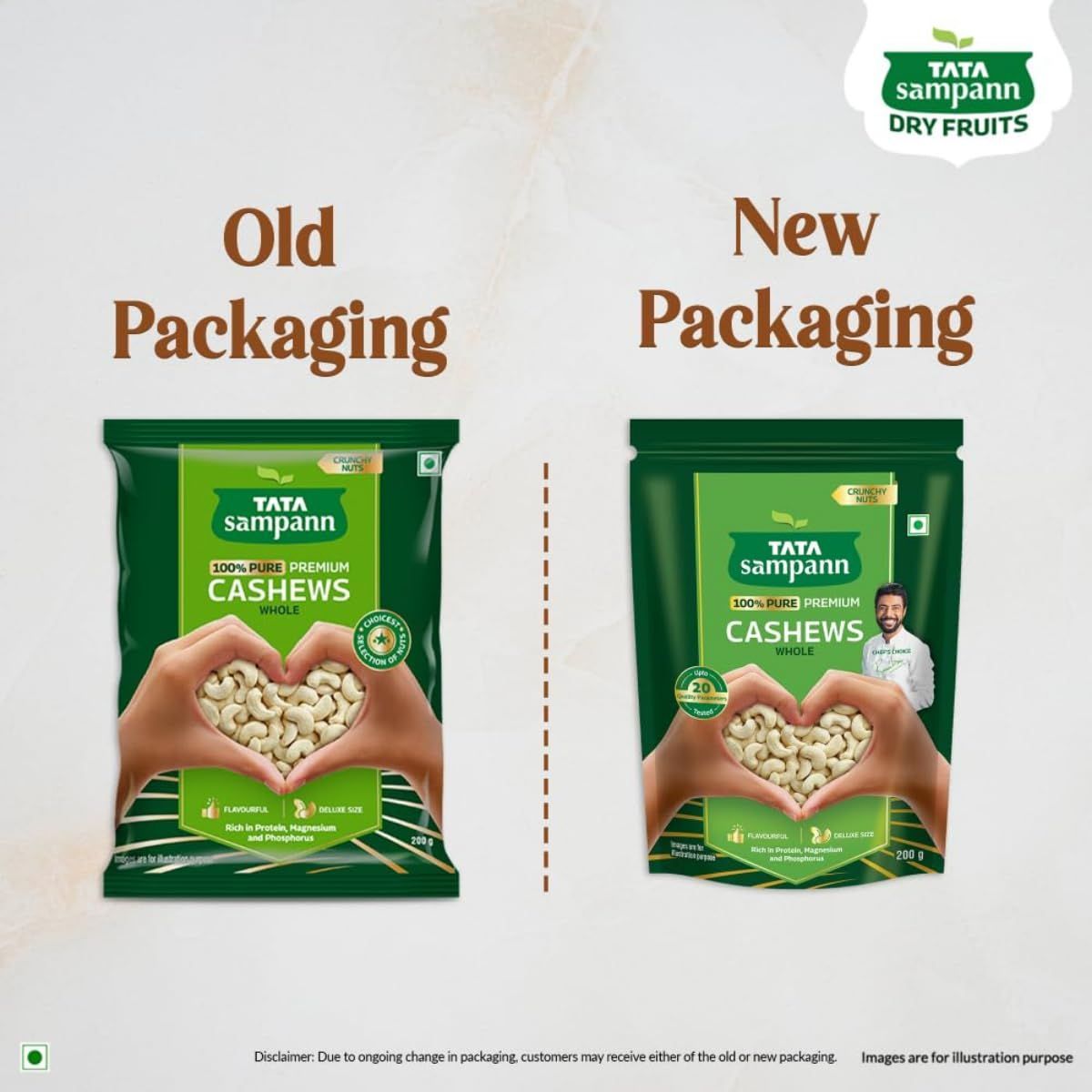 Tata Sampann 100% Pure Premium Cashews/Kaju Whole