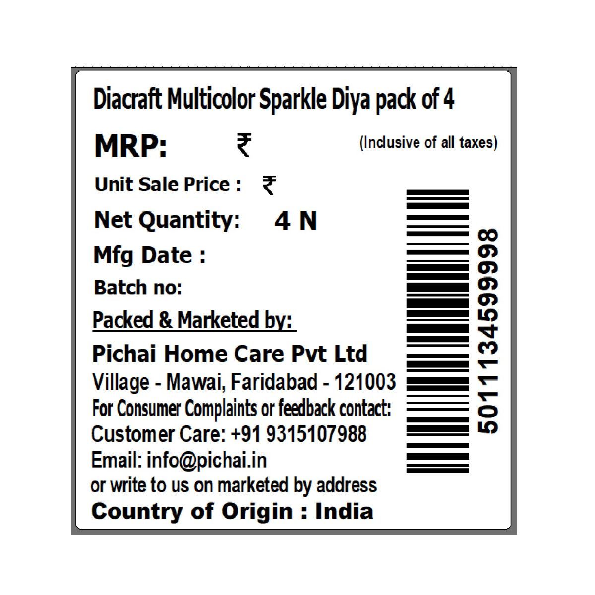 Diacraft Multicolor Sparkle Diya Pack Of 4
