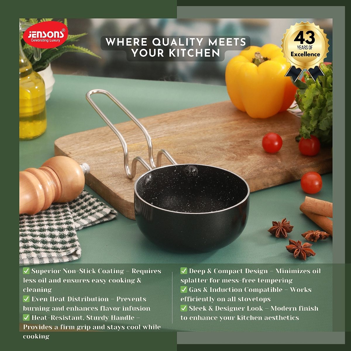 Jensons Cuisine Non Stick Tadka Pan 11 cm