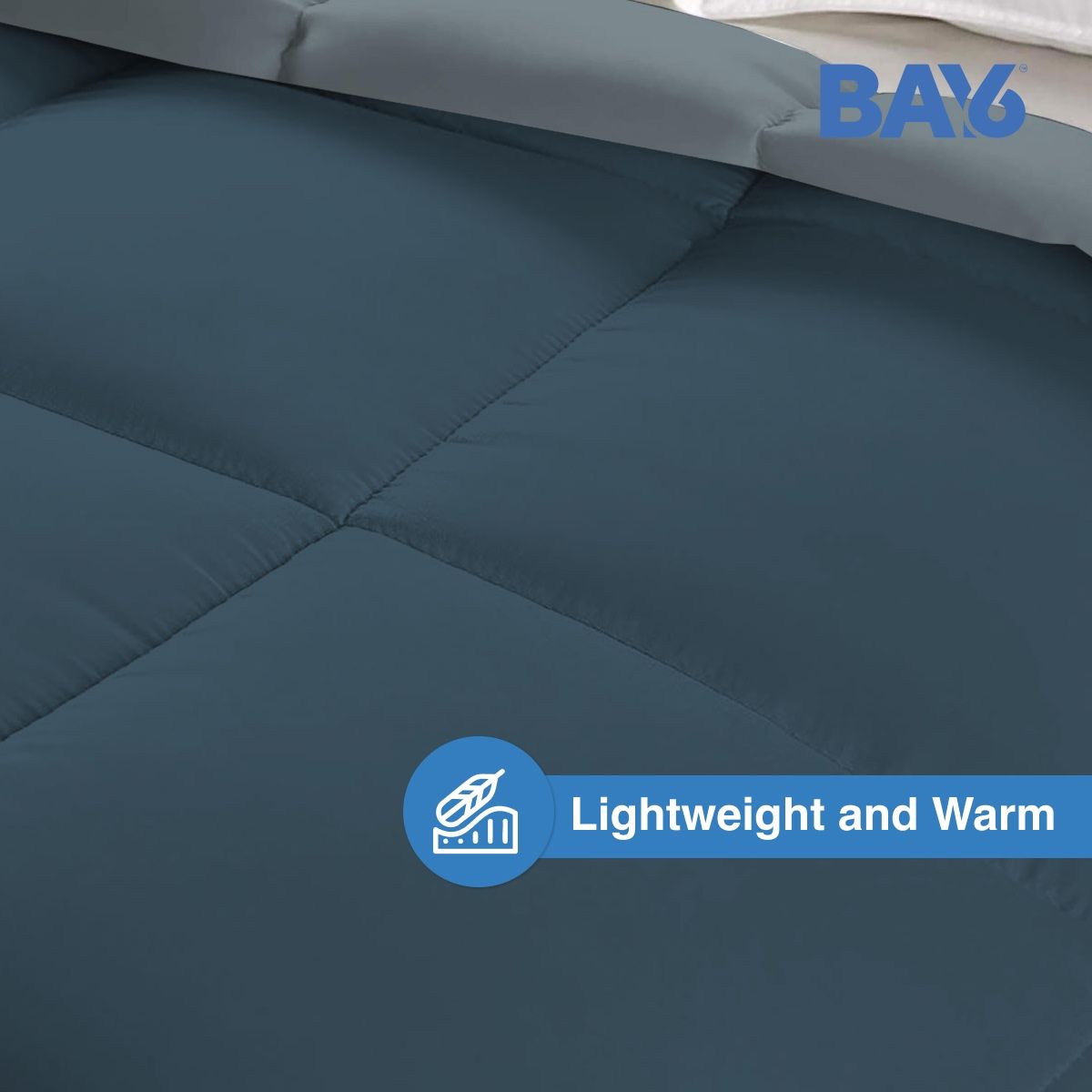 BAY6 Microfibre Solid Colour Double Bed Comforter | 2.10 x 2.20 m - Blue
