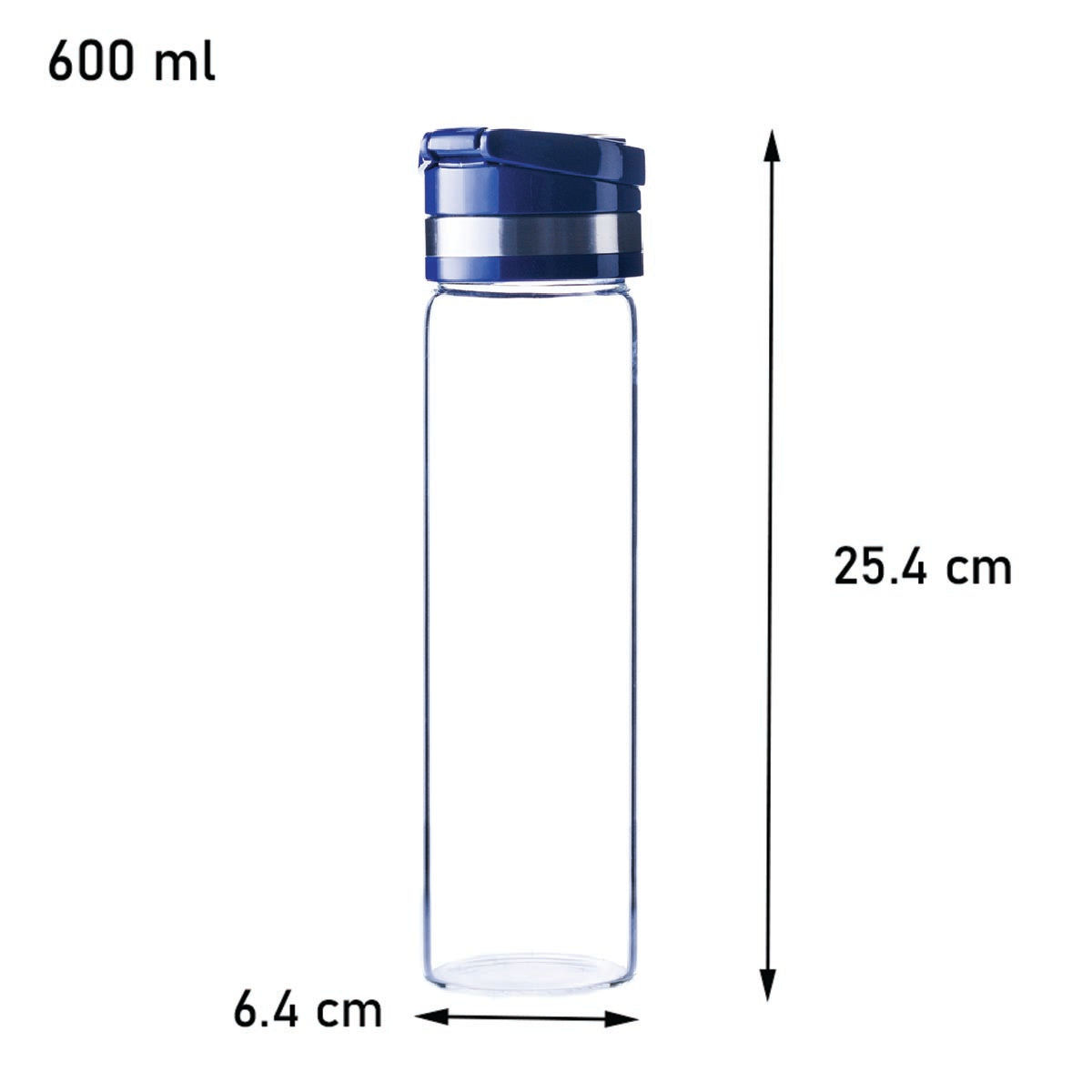 BAY6 Premium Imported Borosilicate Glass Bottle -600 ml