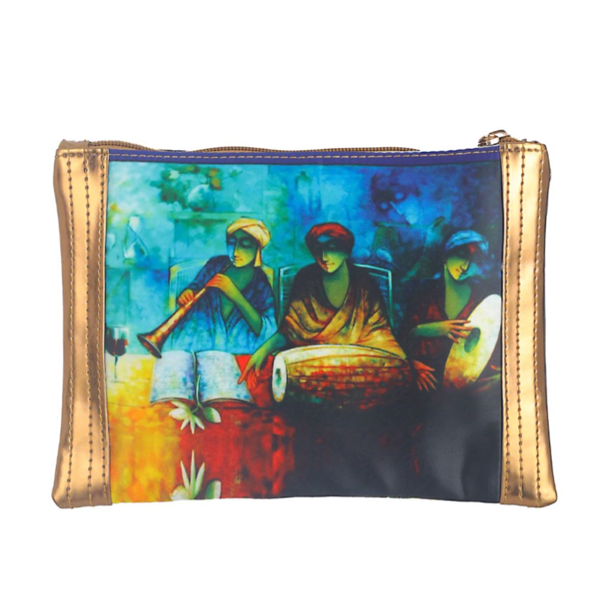 Priyaasi Women's Abstract Fabric 1 L Zipper Pouch | Multicolour - One Size