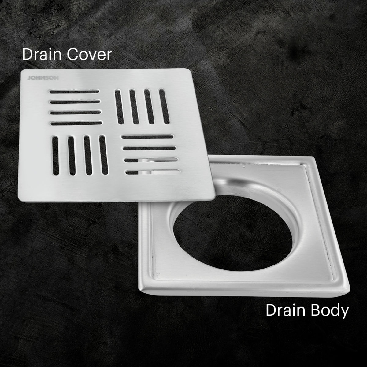 Johnson Ruby 5 x 5 Square Floor DrainSs304 Anti-Rust | Matt | Satin Finish