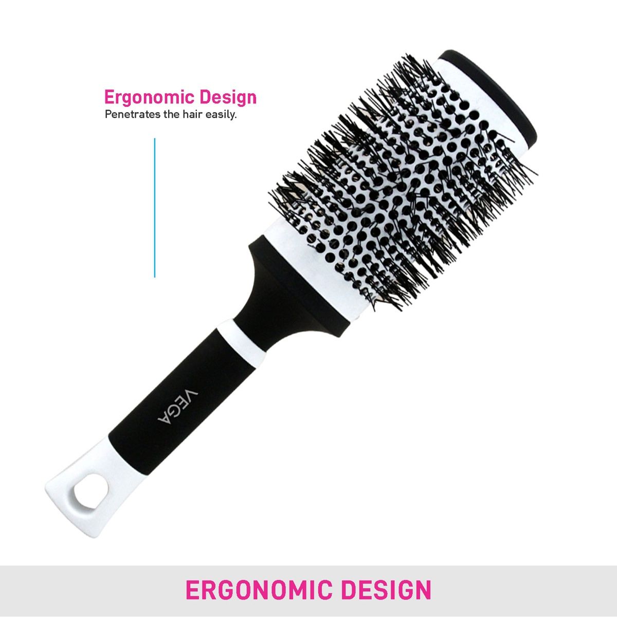 VEGA Hot Curl Brush For Hair Styling | Drying | Healthy Hair And Add Volume | Large | H1-Prl