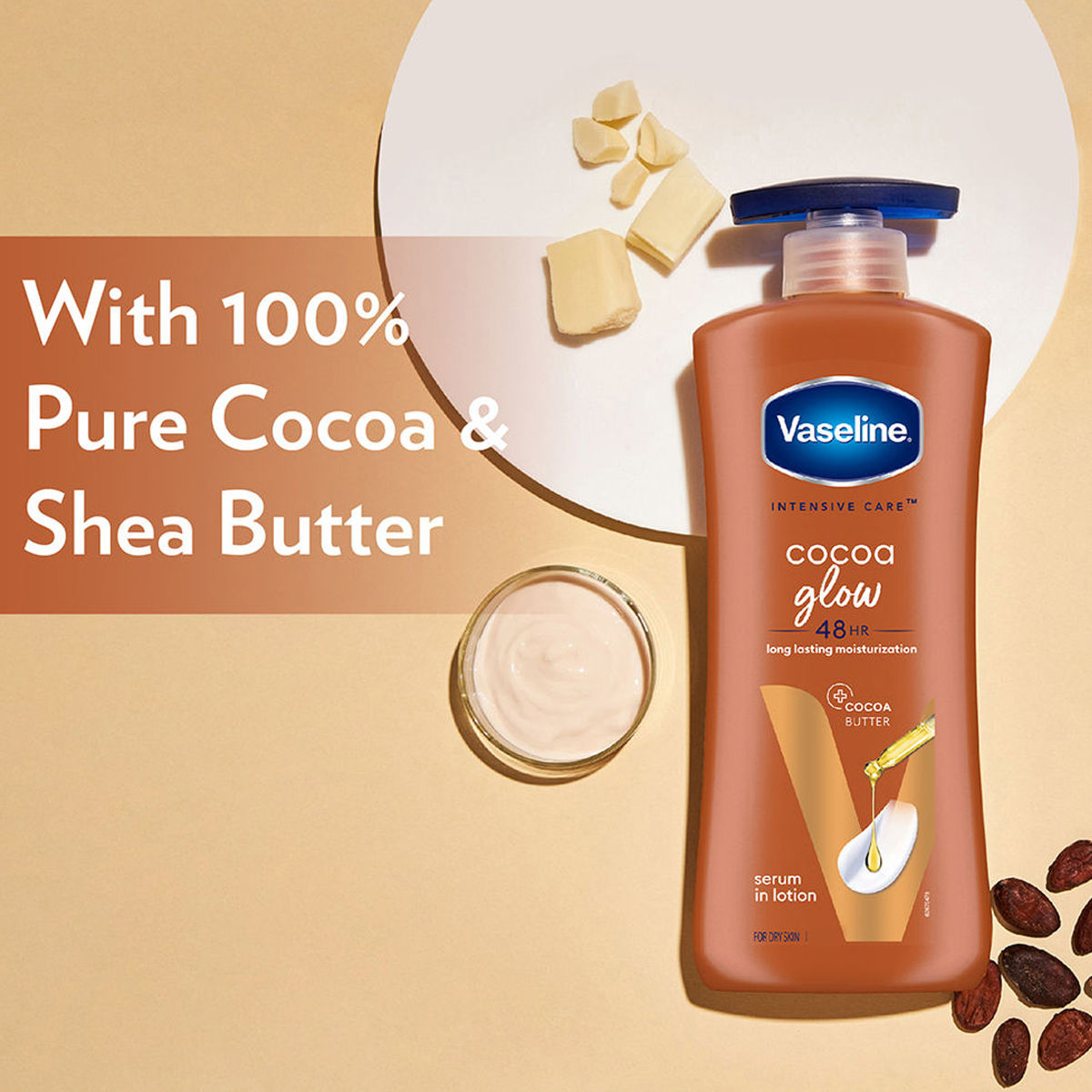 Vaseline Cocoa Glow Serum In Lotion100% Pure Cocoa & Shea Butter For Glowing & Soft Skin
