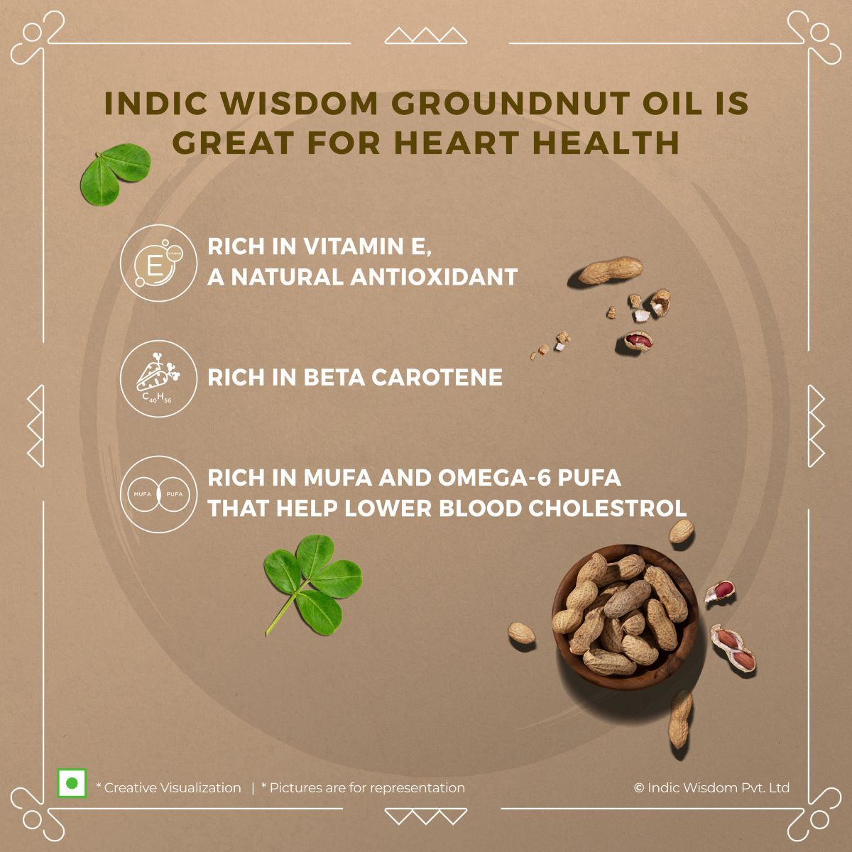 Indic Wisdom Wood Pressed Groundnut Oil | Cold Pressed - Extracted on Wooden Churner