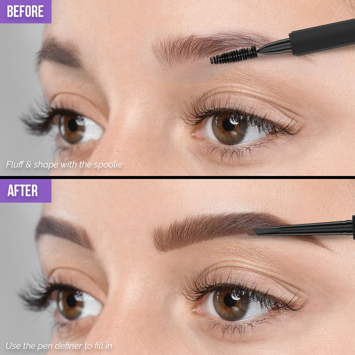 Staze Instant Brow Definer Pen with Spoolie |01 Natural Brown