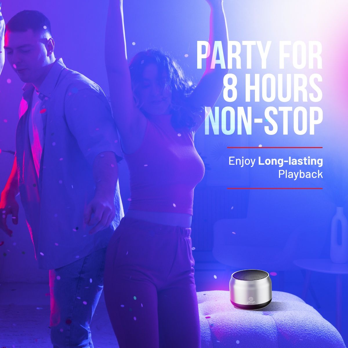 pTron Funk Mini 6W Bluetooth Speaker With 8hrs Playtime| Pristine Sound - Silver