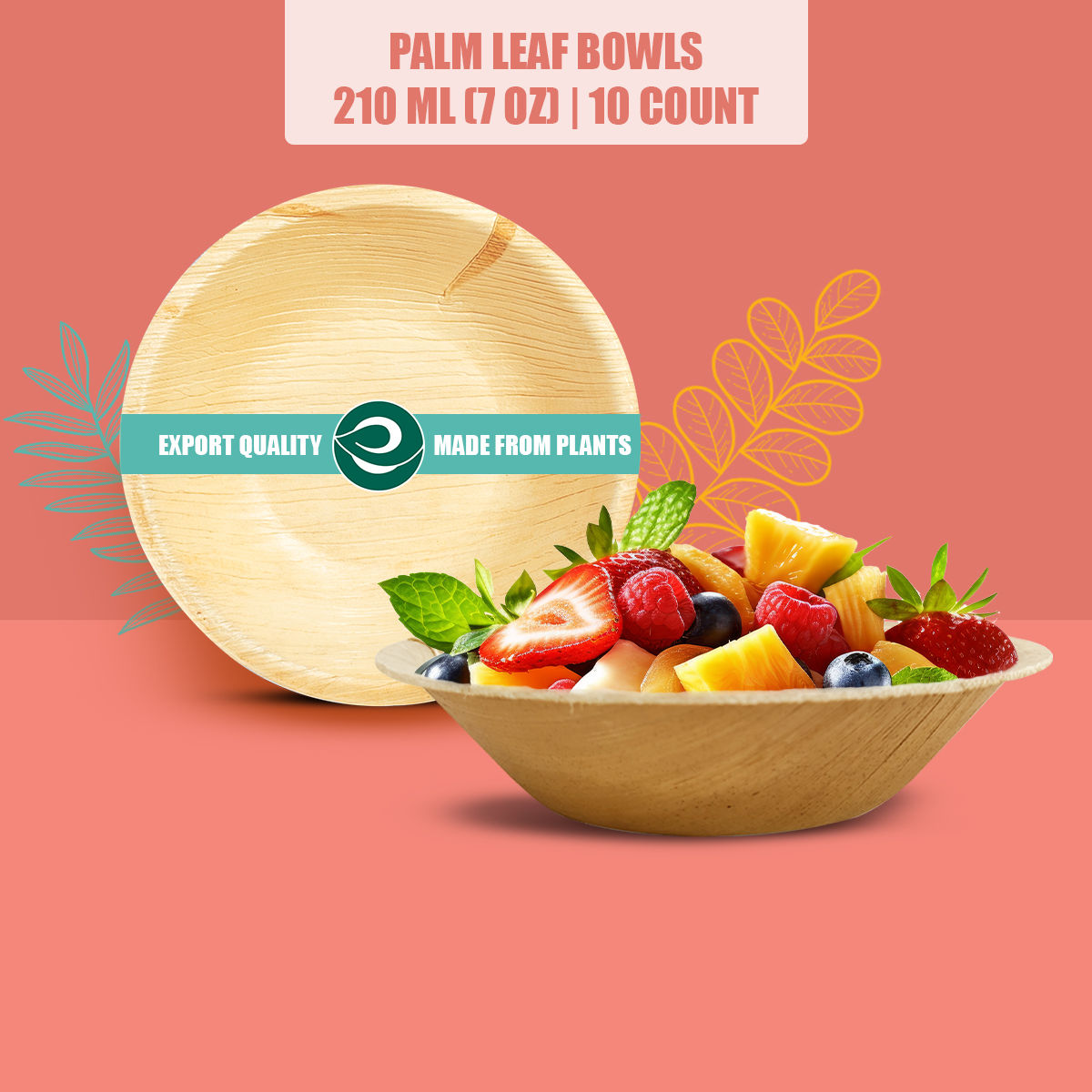 Eco Soul 210 ml Round | 10 Count | Palm Leaf Bowl