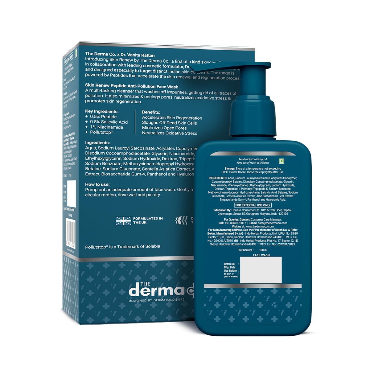The Derma Co. Skin Renew Peptide Antipollution Face Wash With Peptides & Niacinamide