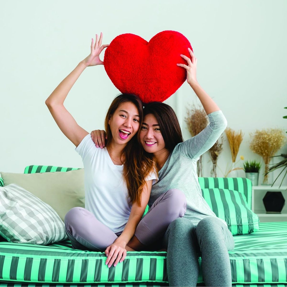 Fnp Magic Of Red Roses In Sleeve(1pc) & Webby Heart Shape Cushion Soft Toys | 30 Cm | Red(1pc) Combo