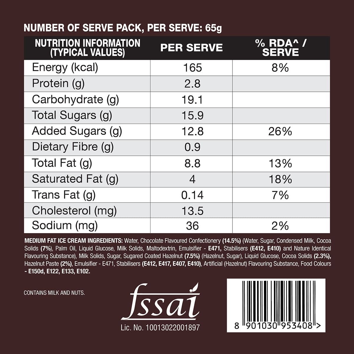 Kwality Wall's Hazelnut Chocolate Ice Cream Tub 500 ml Combo