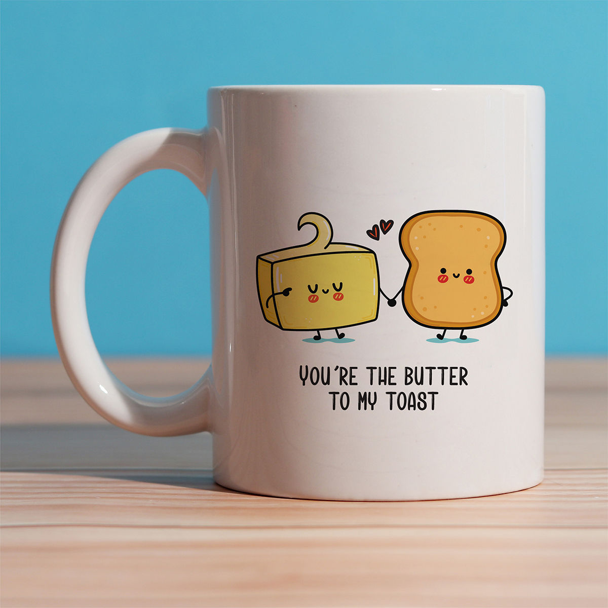 Oye Happy Butter and Toast Mug - Set Of 2