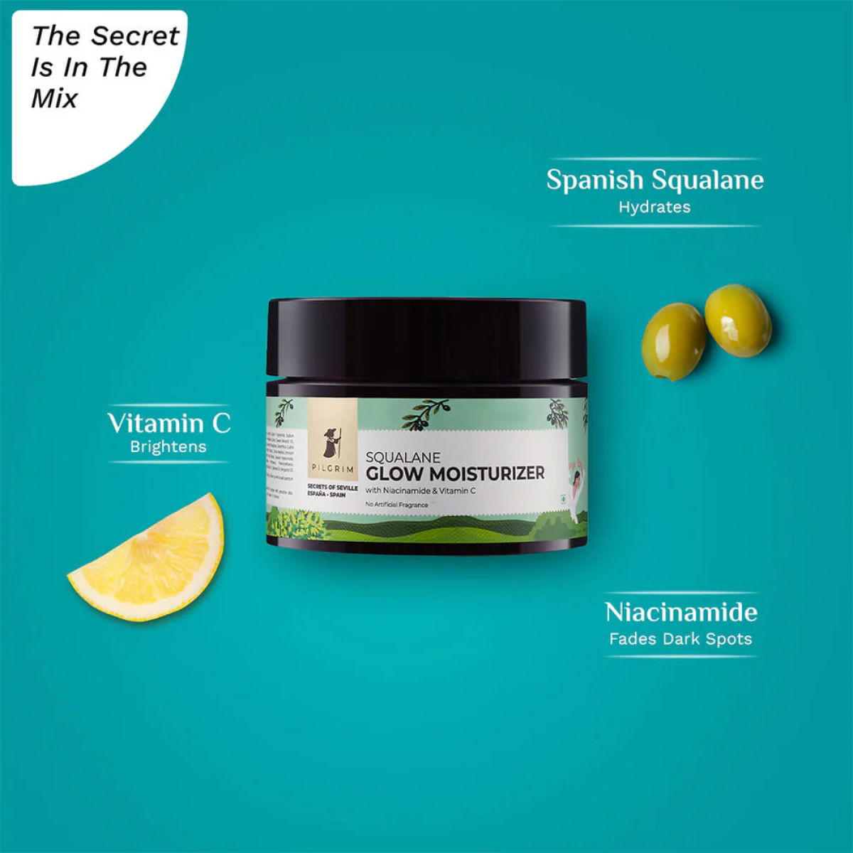 Pilgrim Squalane Glow Moisturizer For Face With Niacinamide & Vitamin C For Glowing Skin