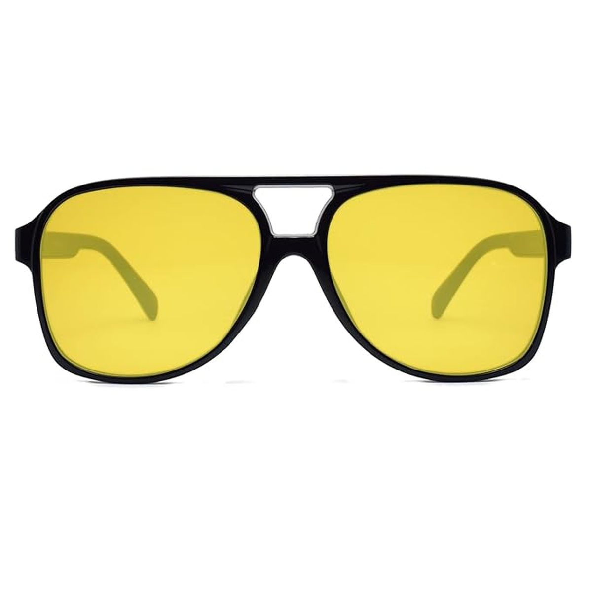 Peter Jones Unisex Solid Polycarbonate Aviator Sunglasses | Black - L