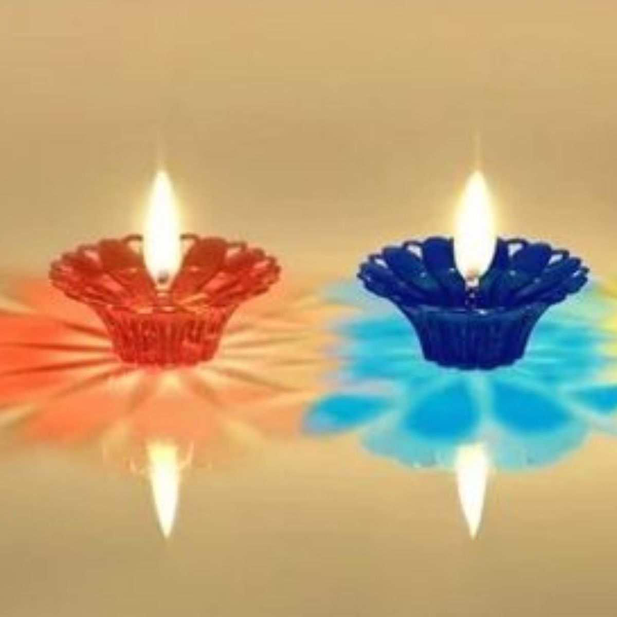 Gullak Multicolour Flower Reflection Diya Set Of 12