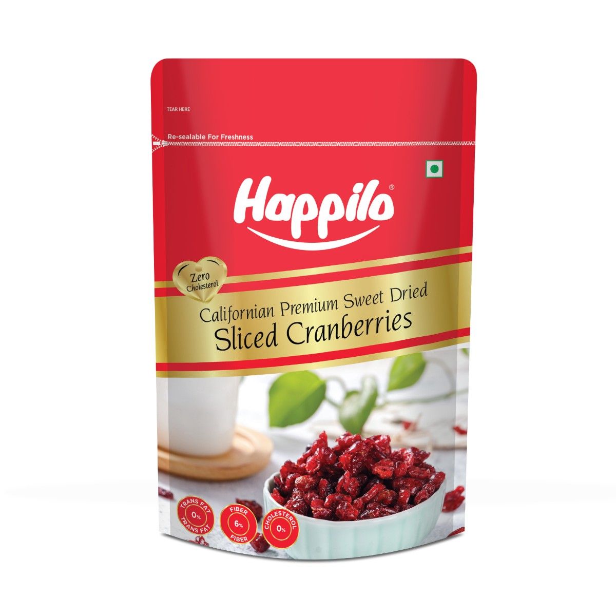 Happilo Premium Californian Dried and Sweet Sliced Cranberries