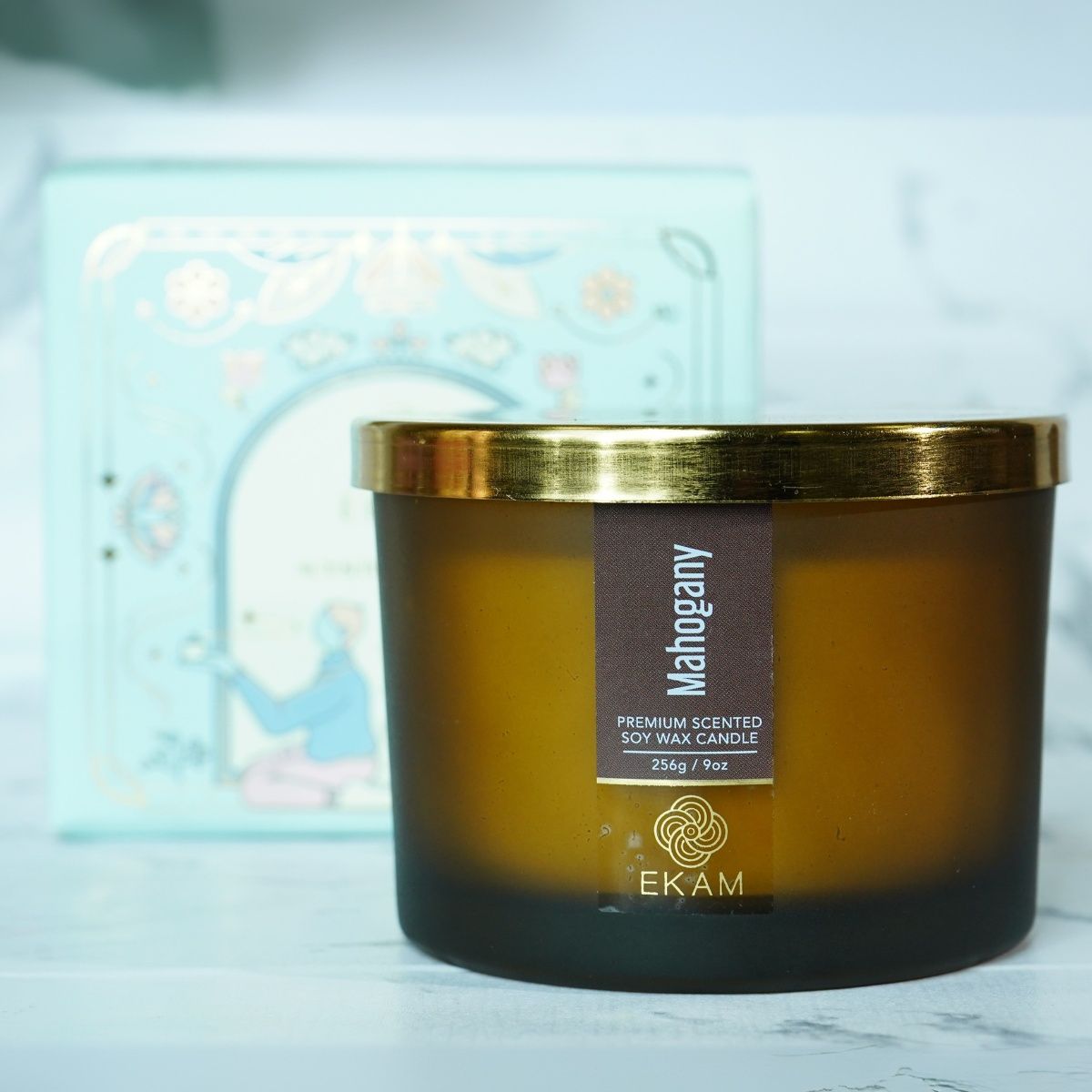 Ekam Mahogany Scented 3 Wick Soy Candle