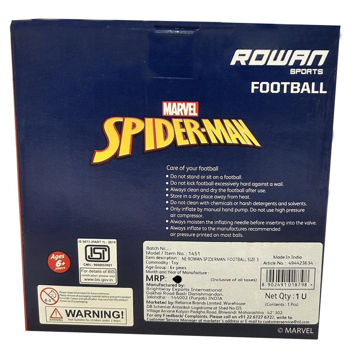 Hamley's Rowan Marvel Spiderman Football | Size 3