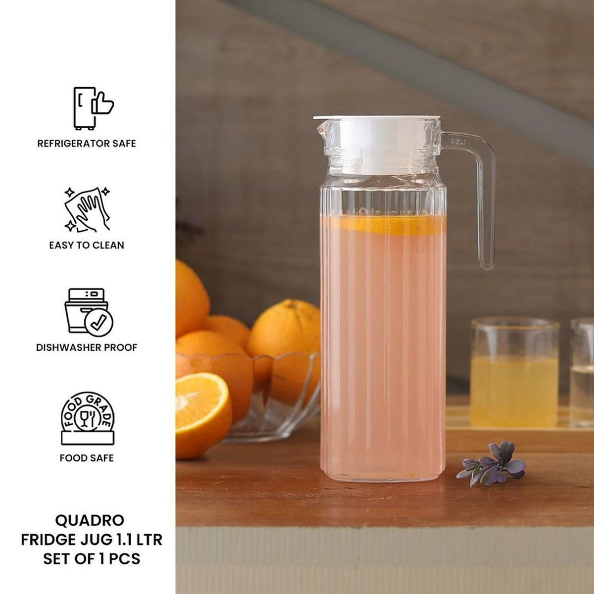 Sanjeev Kapoor Quadro Fridge Jug (1.1 L)