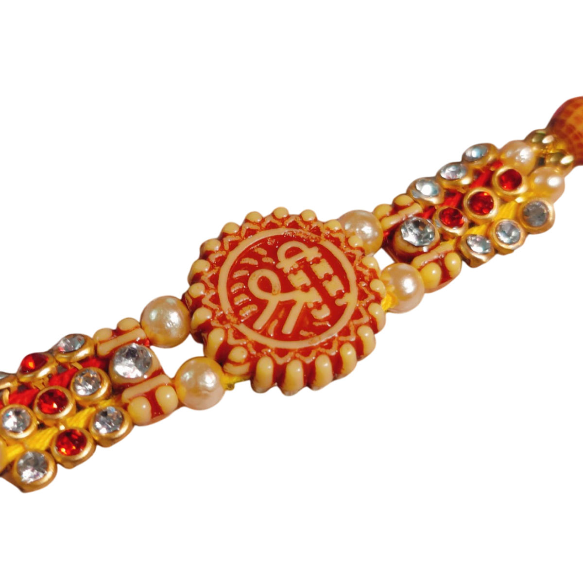 House Of Festivals Shree Pendant Rakhi with Sparkling Stones - Divine Design