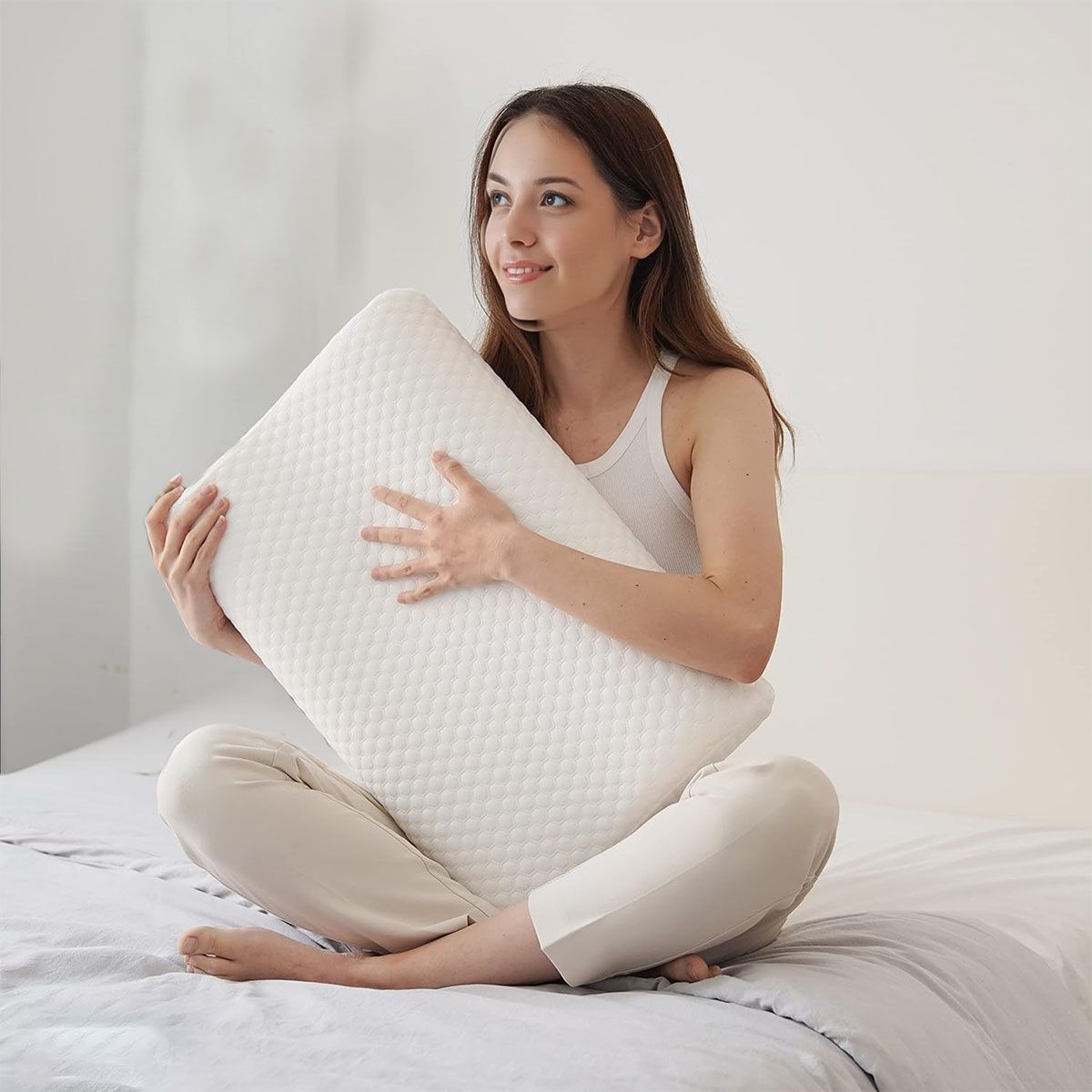 Trajectory Memory Foam Cervical Bed Pillow Orthopedic Contoured Neck Support Pillow