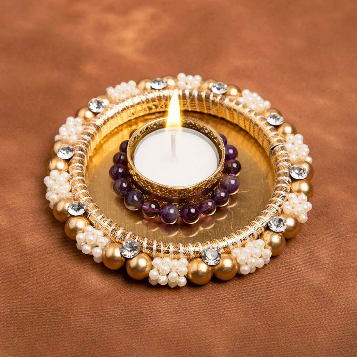 Bodh Gem and Crystals Aarti Thali With Amethyst