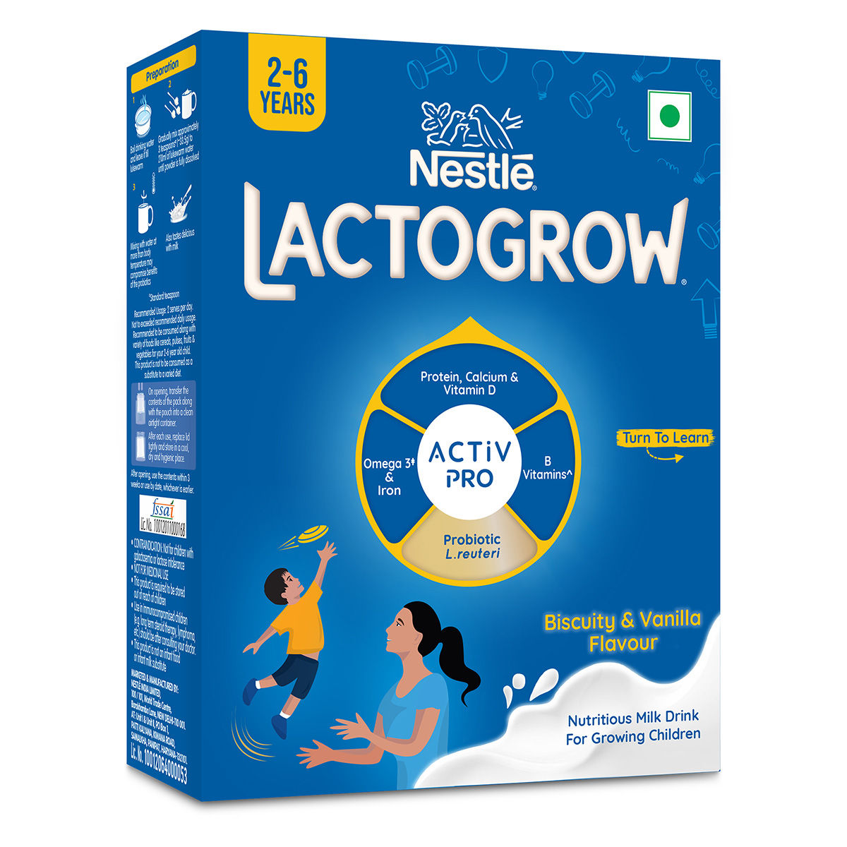Nestle Lactogrow Nutrition Biscuity Vanilla Drink Mix | For 2 - 6 years KidsNestle Lactogrow Nutrition Biscuity Vanilla Drink Mix | For 2 - 6 years KidsNestle LACTOGROW Nutritious Milk Drink | Biscuity Vanilla Flavour (2 - 6 years) 400 g Combo