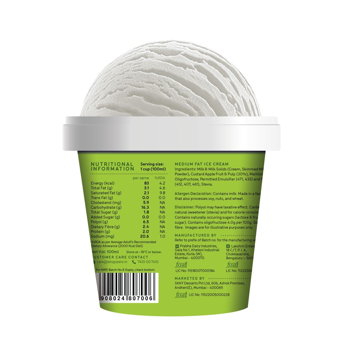 Go Zero Simply Sitaphal Low Calorie Guilt Free Icecream Cup