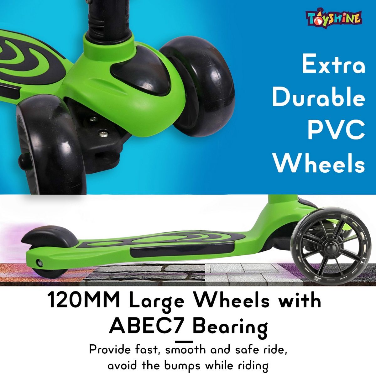 Toyshine 3-Wheel Rooster LED Wheels Scooter with Adjustable Handlebar, Max Load 45kg