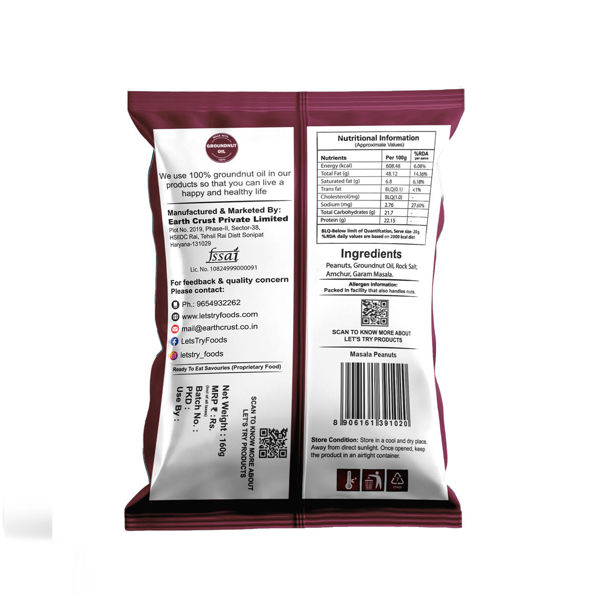 Let's Try Masala Peanuts 160 g Combo