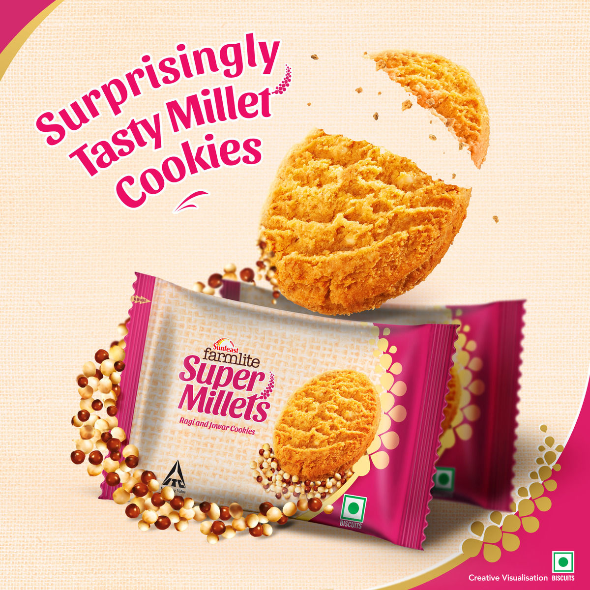 Sunfeast Farmlite Super Millets Ragi and Jowar Cookies,Delightfully Tasty & Crunchy 75 g Combo