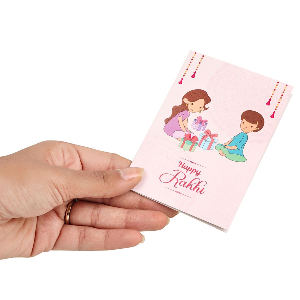 Quace Rakhi Greeting Card Roli Chawal Combo