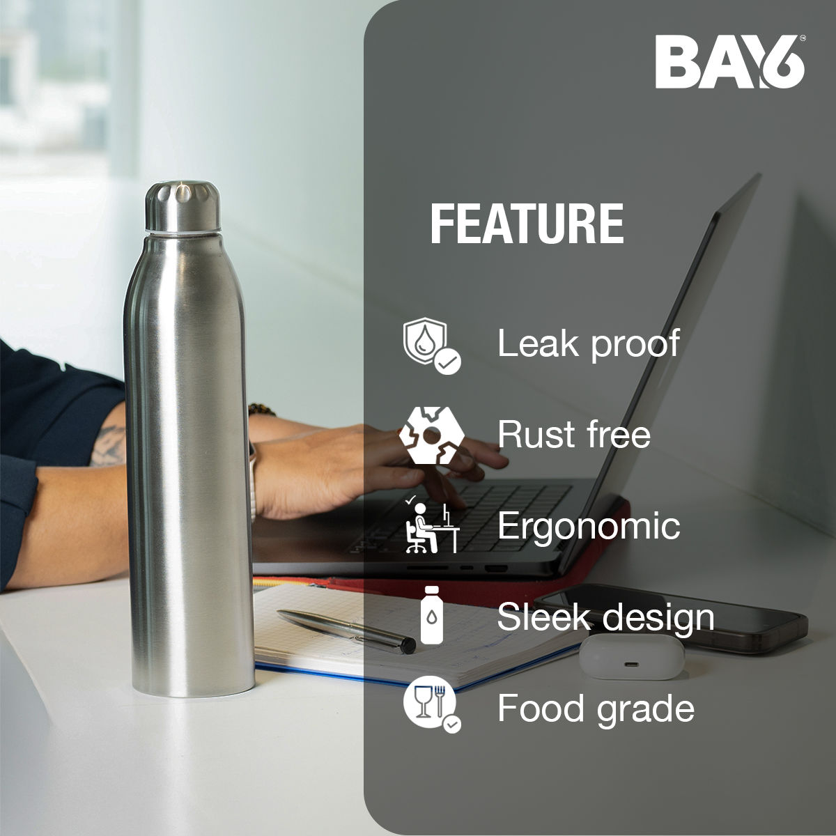 BAY6 Steel Cola Shape Bottle - 1L