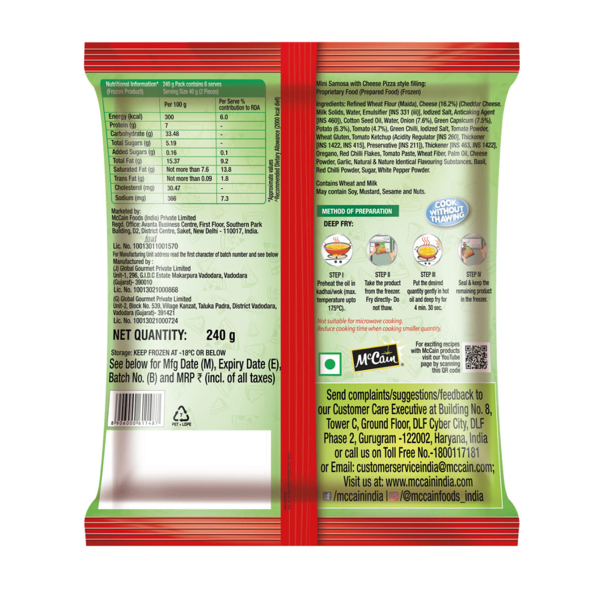 McCain New Mini Samosa With Cheese Pizza Style Filling 240 g Combo