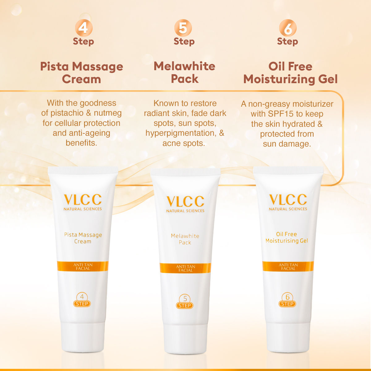 Vlcc Anti Tan Single Facial Kit(60gms) & Vlcc Insta Glow Diamond Bleach(60gms) Combo