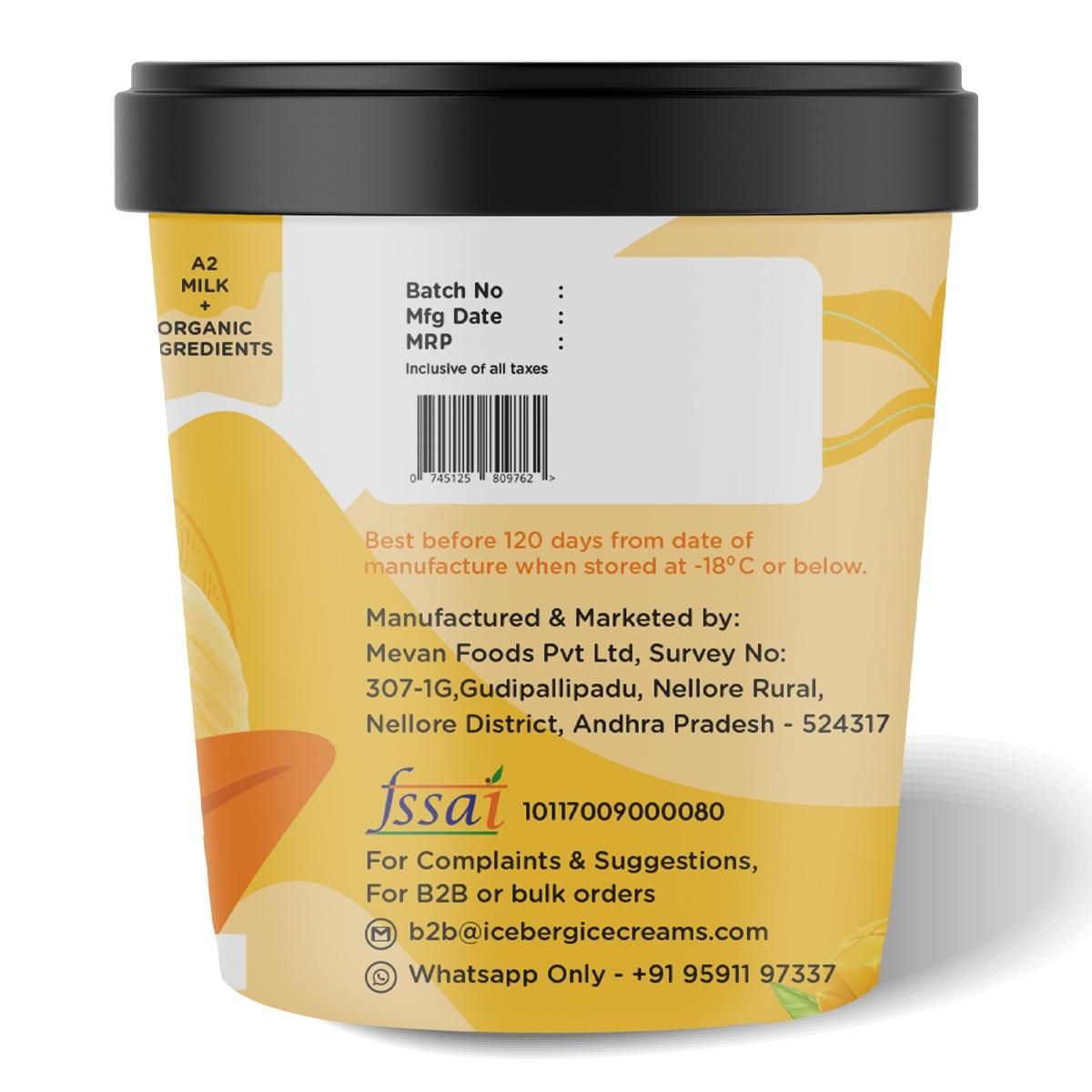Iceberg Mango Organic Ice Cream Cup