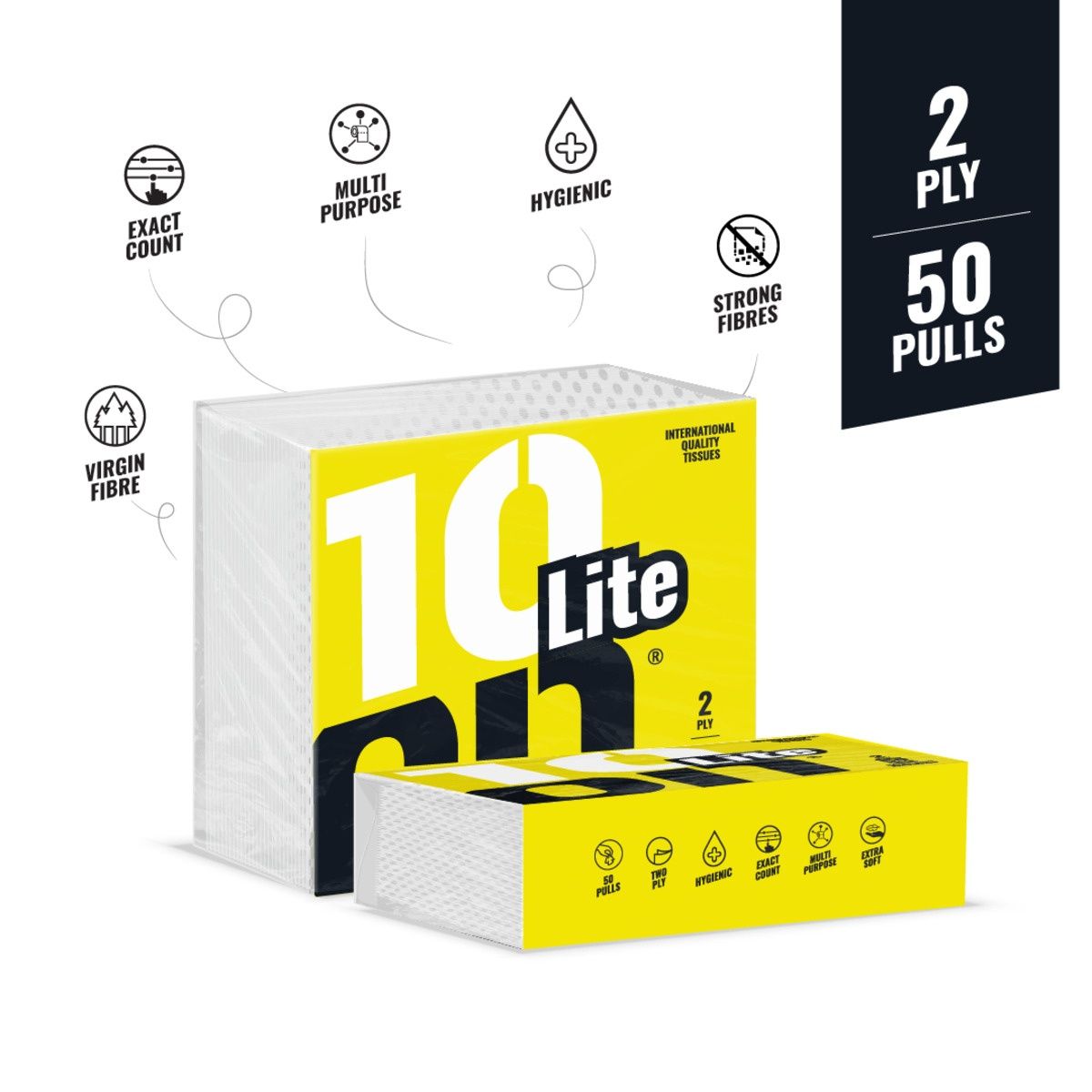 10On Lite Extra Soft Serviettes Tissue Napkins | 50 Pulls