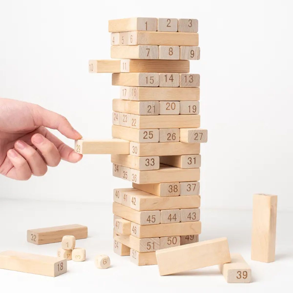 Fablue Wooden Numbered Stacking & Balancing Tower Puzzle Game For Adult & Kids - Wooden Blocks Game
