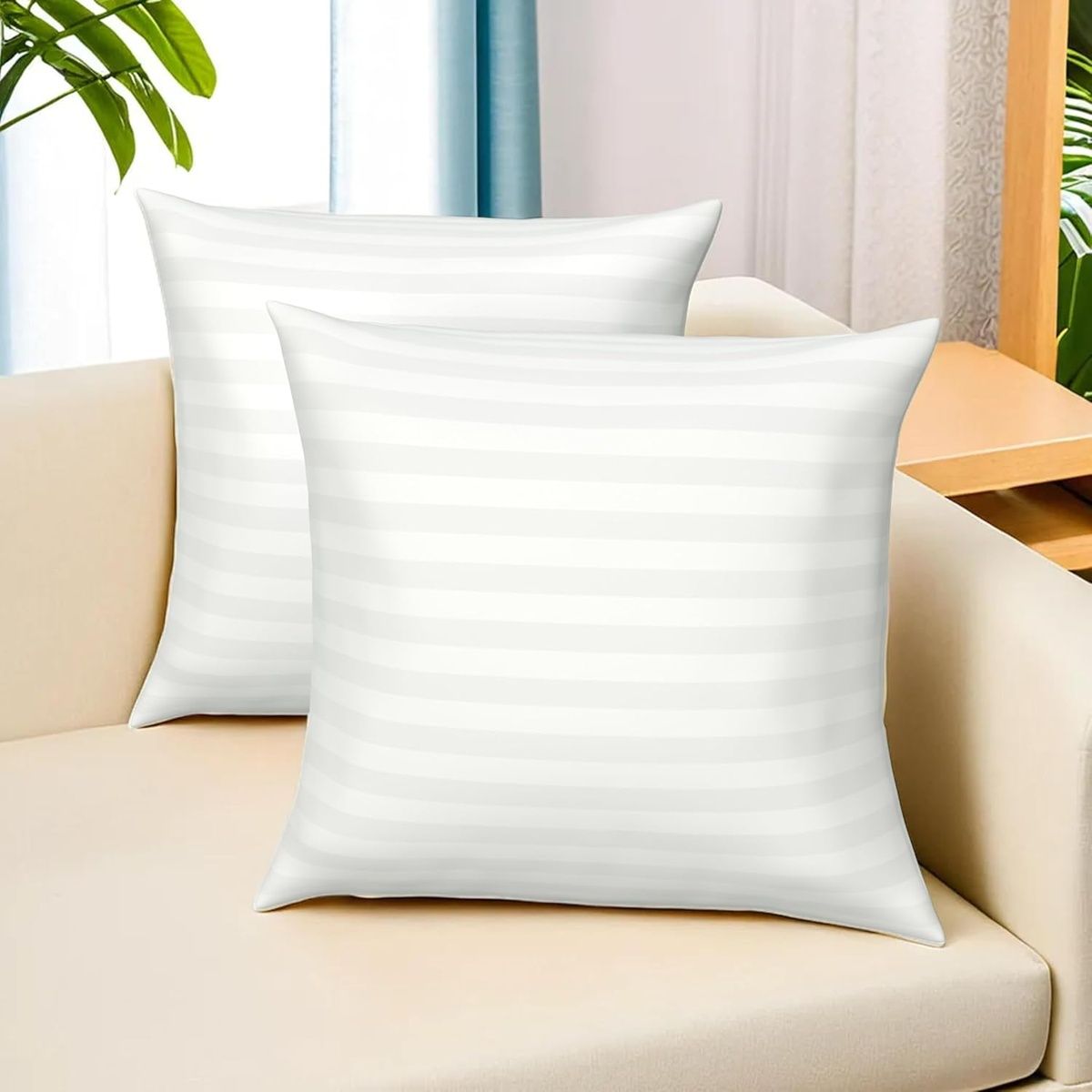 Kuber Industries Microfiber Cushion Pillow Filler|16x16 Inch|Pack of 2|White