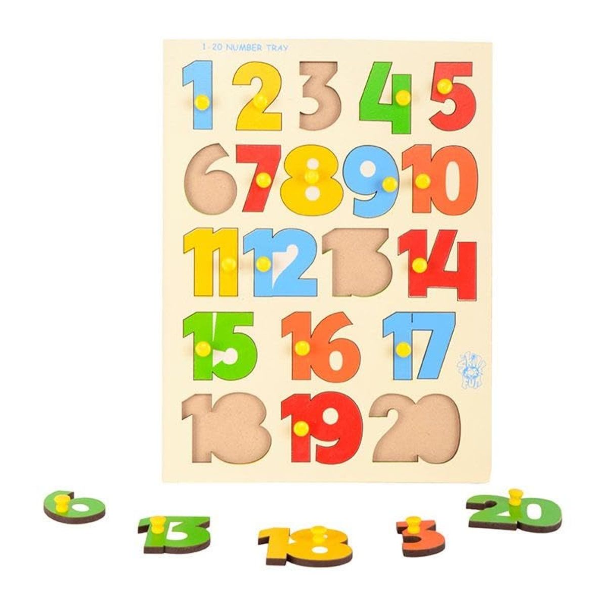 Skillofun Wooden Number Tray 1-20 | Non-Toxic | Teaches Numbers | Develops Motor & Cognitive Skills