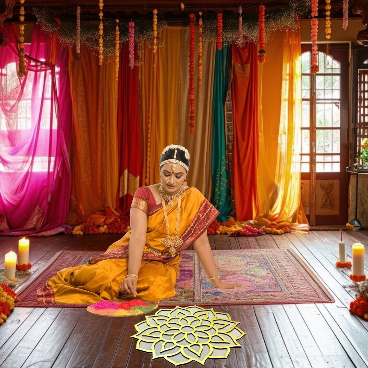 DiaCraft Rangoli Stencil Radiance Mdf | 4 X 4 Inch